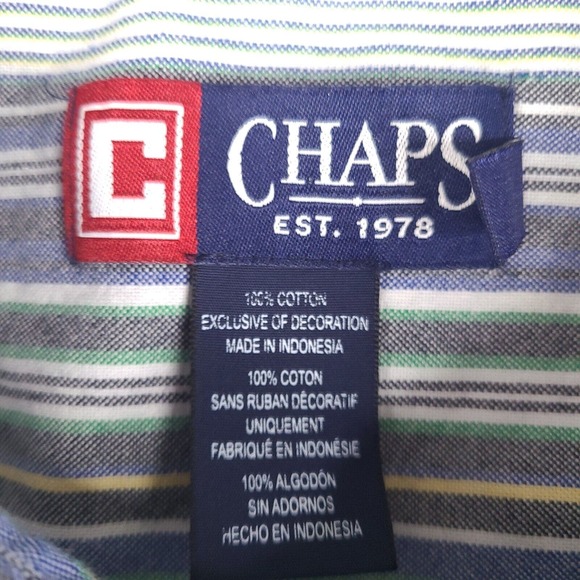 Chaps Shirt Mens‎ XXL Multicolor Striped Button Down Long Sleeve Pocket Cotton - Picture 5 of 15